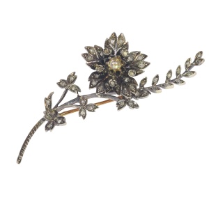 Vintage antique trembleuse diamond branch brooch